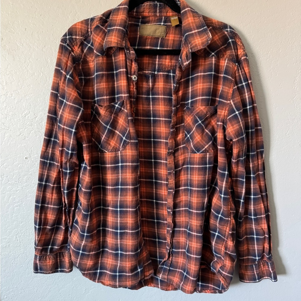 Men's Orange Plaid Shirt